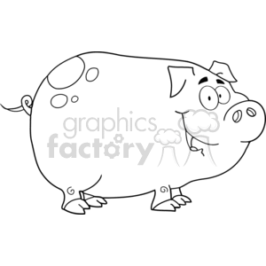 cartoon funny characters vector black white pig farm animals pork