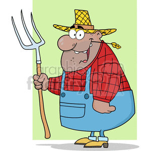 clipart - farmer with a pitchfork.
