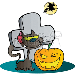 cartoon graveyard and cat clipart. Commercial use image # 383578