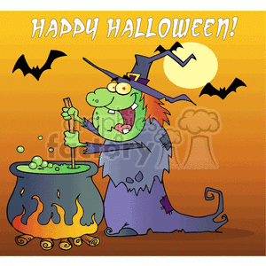 cartoon funny comic comical vector witch Halloween potion pot cooking brew bats