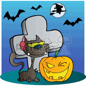 cartoon funny comic comical vector cat cats Halloween pumpkin pumpkins tombstone graveyard bats witch