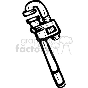 black and white adjustable wrench clipart. Commercial use image # 385049