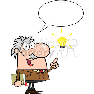 12825 RF Clipart Illustration Professor With An Idea And Speech Bubble clipart.