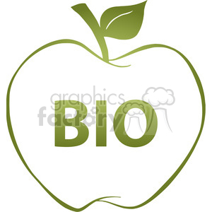 12922 RF Clipart Illustration Apple With Green Outline And Text BIO In Gradient clipart.