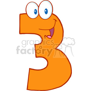 clipart - 4979-Clipart-Illustration-of-Number-Three-Cartoon-Mascot-Character.
