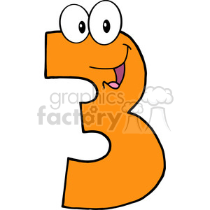 4978-Clipart-Illustration-of-Number-Three-Cartoon-Mascot-Character clipart. Commercial use image # 385229