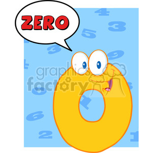 4964-Clipart-Illustration-of-Number-Zero-Cartoon-Mascot-Character-With-Speech-Bubble clipart. Royalty-free image # 385239