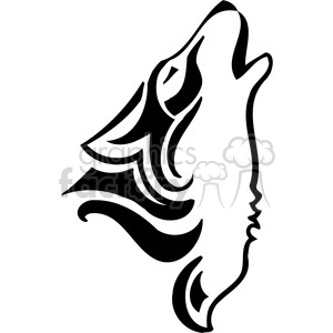 clipart - wild howling wolf 010.