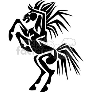 vinyl-ready black+white horse tribal tattoo design