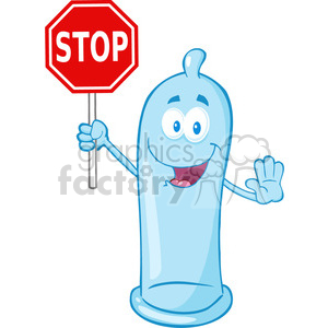 5164-Condom-Cartoon-Mascot-Character-Holding-A-Stop-Sign-Royalty-Free-RF-Clipart-Image clipart. Royalty-free image # 386243