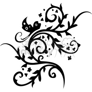 Chinese swirl floral design 043 clipart.