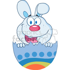 Clipart of Cute Blue Bunny Peeking Out Of An Easter Egg clipart. Royalty-free image # 386886