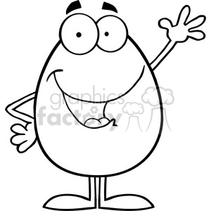 Clipart of Smiling Egg Cartoon Character Waving For Greeting