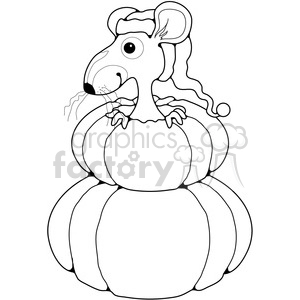 clipart - Mouse in Double Pumpkin.