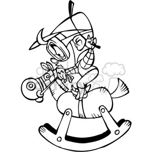 cartoon jockey character bw clipart.