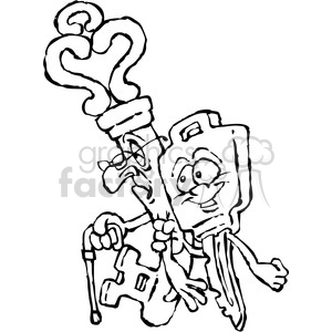 black and white cartoon key characters clipart. Royalty-free image # 387853