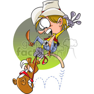 rodeo kid riding toy horse clipart.