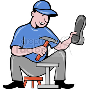 shoe maker with hammer clipart. Commercial use image # 388470