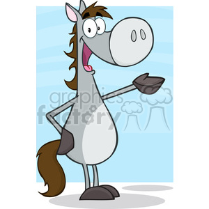 5683 Royalty Free Clip Art Gray Horse Cartoon Mascot Character clipart.