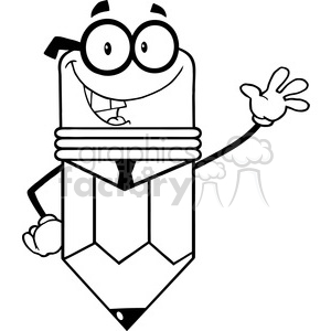 clipart - 5885 Royalty Free Clip Art Business Pencil Character Waving For Greeting.