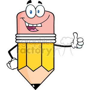 Royalty Free Clip Art Happy Pencil Cartoon Character Giving A Thumb Up clipart. Royalty-free image # 389022