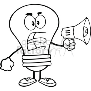 6069 Royalty Free Clip Art Angry Light Bulb Cartoon Character