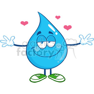6233 Royalty Free Clip Art Smiling Water Drop Character With Open Arms For Hugging clipart.