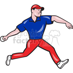 clipart - cricket player bowling side.