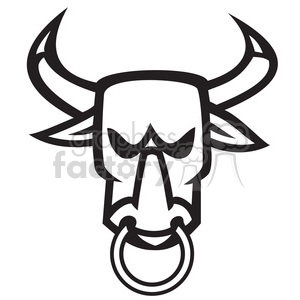bull head front black white clipart. Commercial use image # 389972