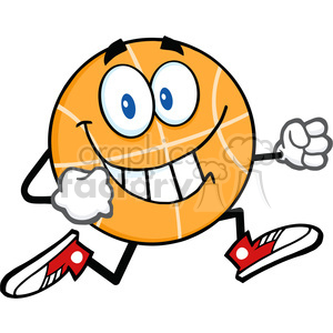 clipart - Royalty Free RF Clipart Illustration Smiling Basketball Cartoon Character Running.