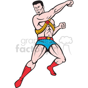 superhero punching front clipart.