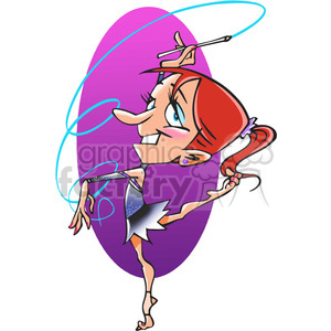 gymnastics ribbon dancing cartoon clipart. Commercial use image # 390646