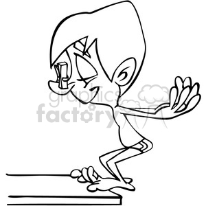 guy diving from high dive black and white clipart.