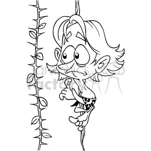tarzan cartoon jungle in black and white clipart. Commercial use image # 391508