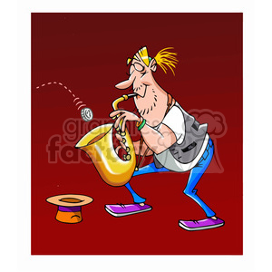 Saxofonist cartoon caricature clipart. Commercial use image # 391682