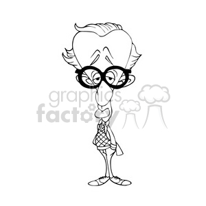 Woody Allen bw cartoon caricature clipart.