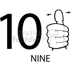 sign+language education numbers hand black+white 10 ten