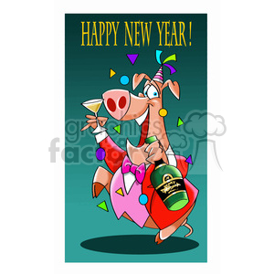 cartoon characters funny pig drunk party new+years birthday celebrating