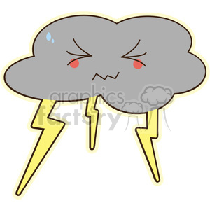 cartoon character thunder+cloud cloud rain lightning storm clouds angry