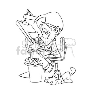 vector black and white cartoon cartoonist drawing clipart.