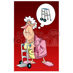 senior women using a walker anciana clipart. Commercial use image # 393934