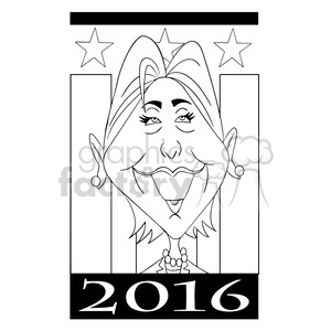 hillary 2016 vote in black and white clipart. Commercial use image # 394214