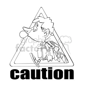 caution no running sign black and white clipart. Royalty-free image # 394715