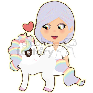 Unicorn and Girl2 cartoon character vector image clipart. Commercial use image # 394918