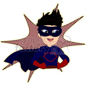 Superhero boy with Cape cartoon character vector image clipart.