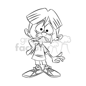 upset boy crying black and white clipart.
