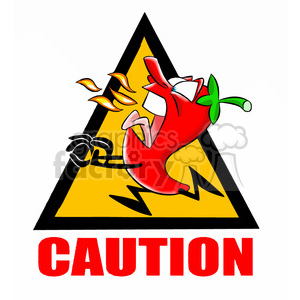 hot chili pepper caution sign clipart.