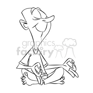 man meditating practicing buddhism black and white clipart. Royalty-free image # 395151