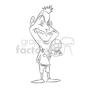 cartoon funny silly comics character mascot mascots soccer player sport sports black+white