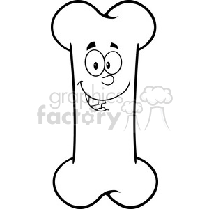 Royalty Free RF Clipart Illustration Black And White Funny Bone Cartoon Mascot Character